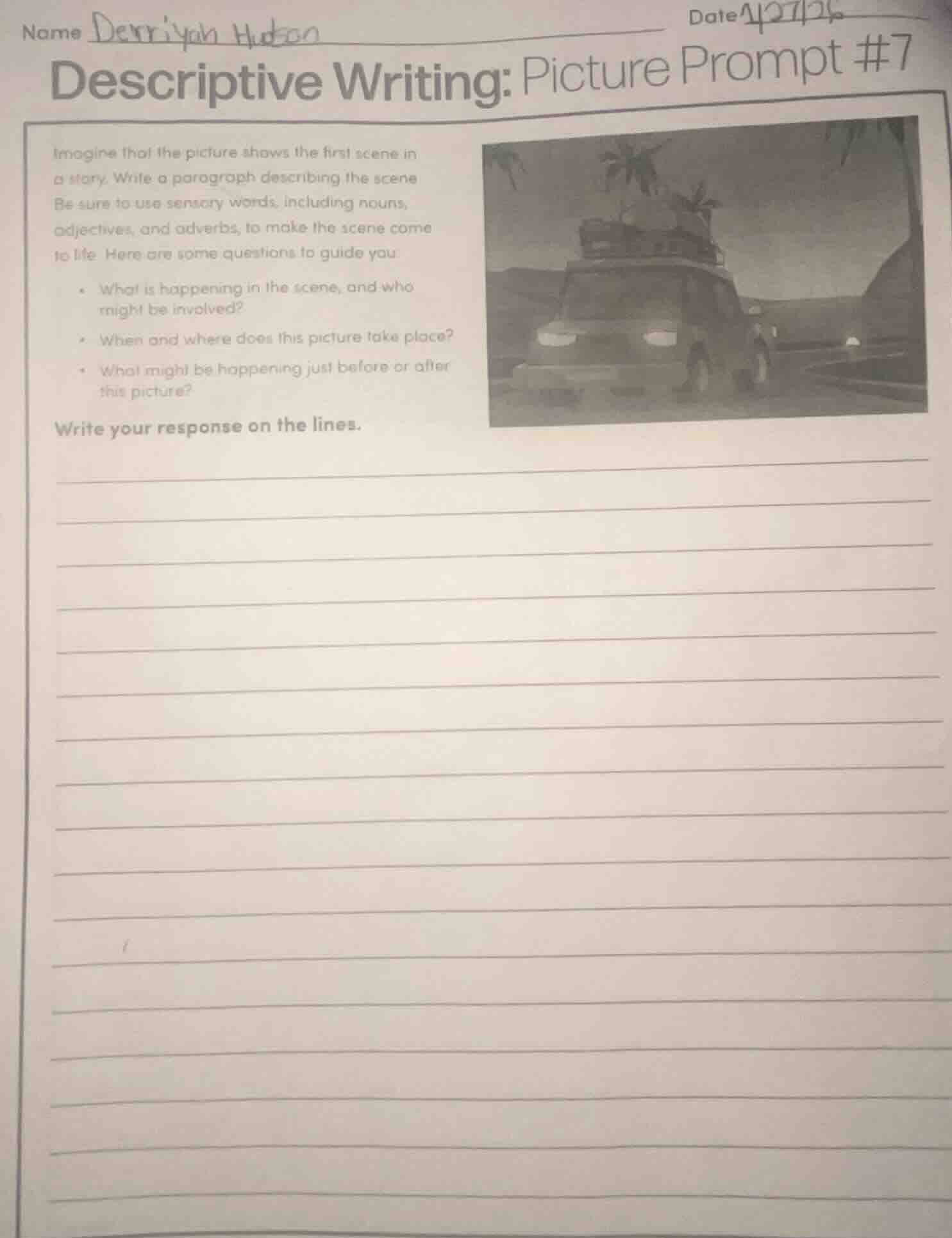 name derriyah hudson date descriptive writing: picture prompt #7 imagin…