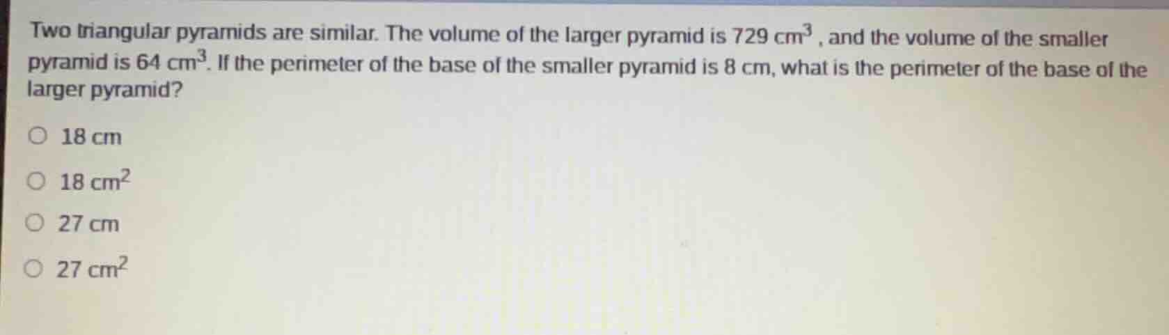 two triangular pyramids are similar. the volume of the larger pyramid i…