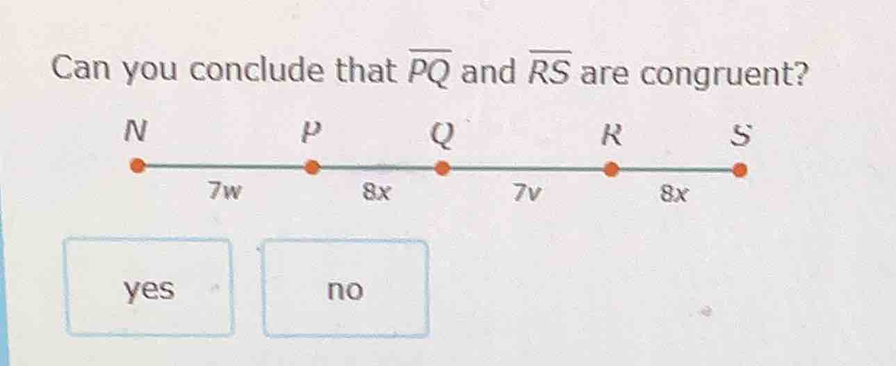 can you conclude that \\(overline{pq}\\) and \\(overline{rs}\\) are con…