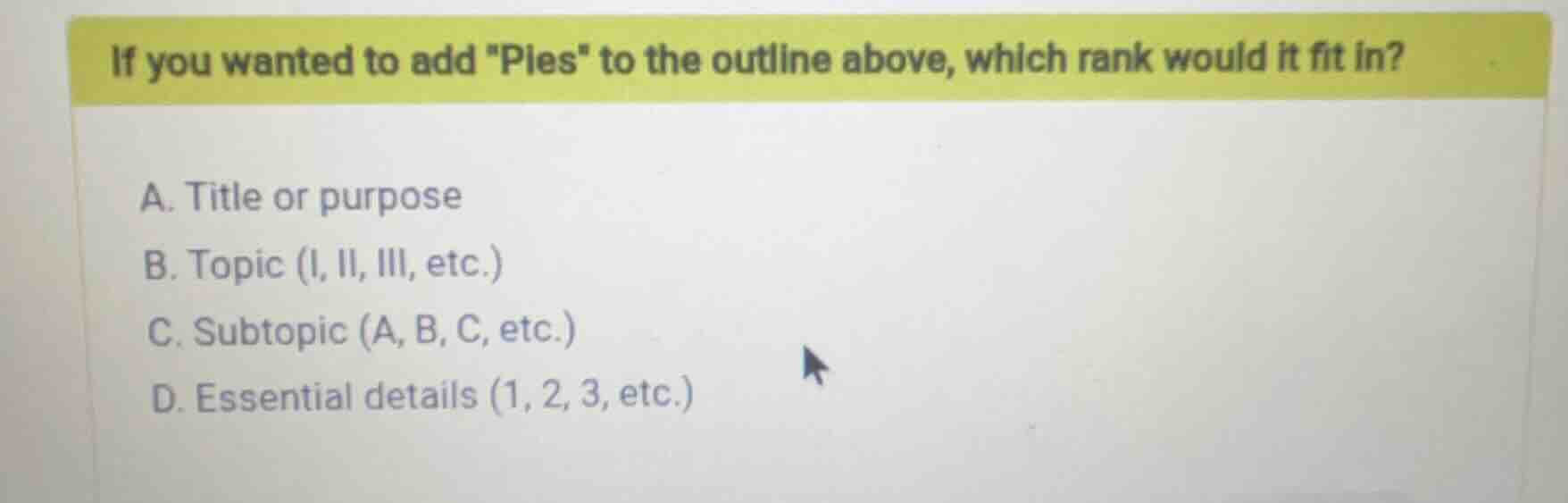if you wanted to add \ples\ to the outline above, which rank would it f…