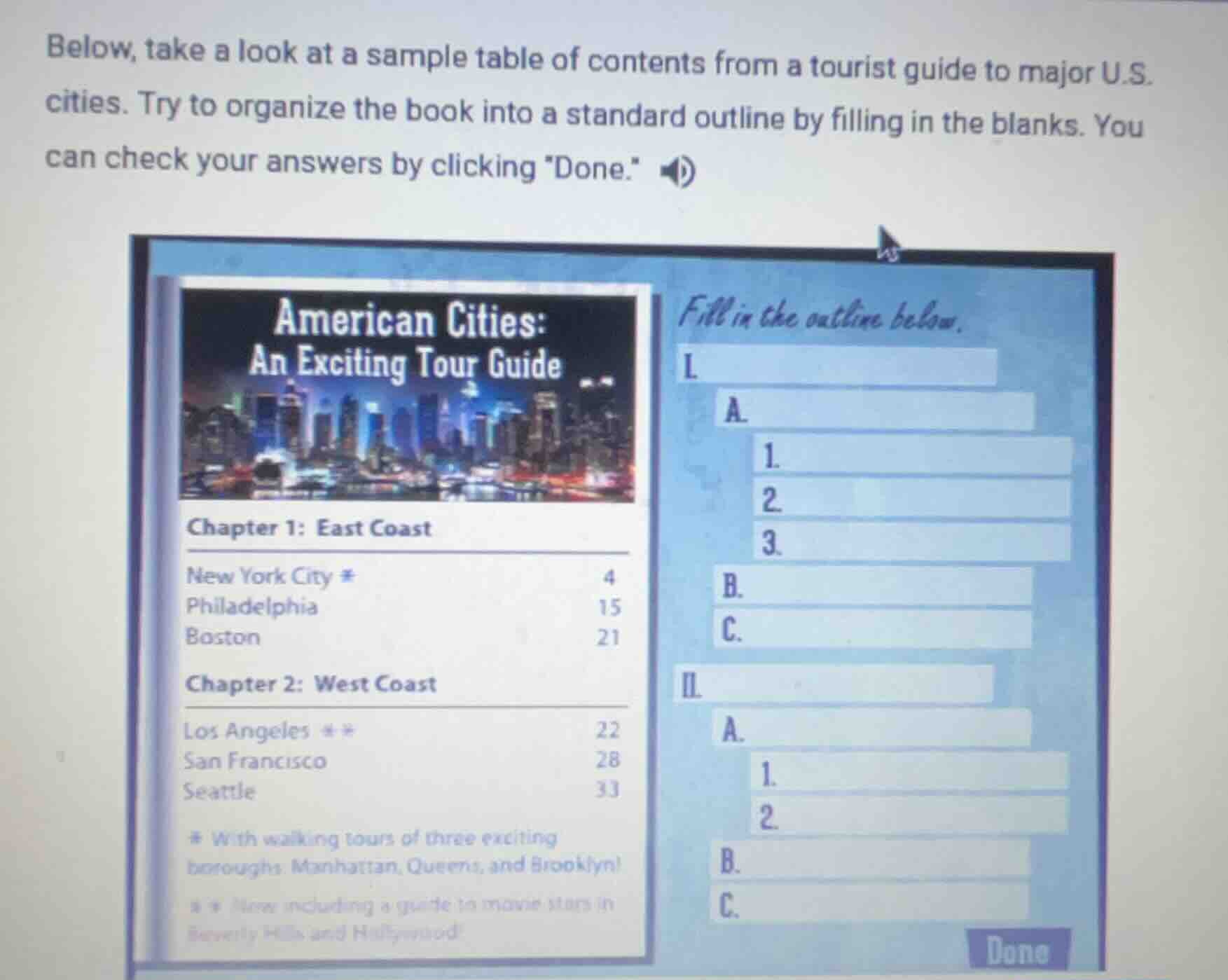 below, take a look at a sample table of contents from a tourist guide t…