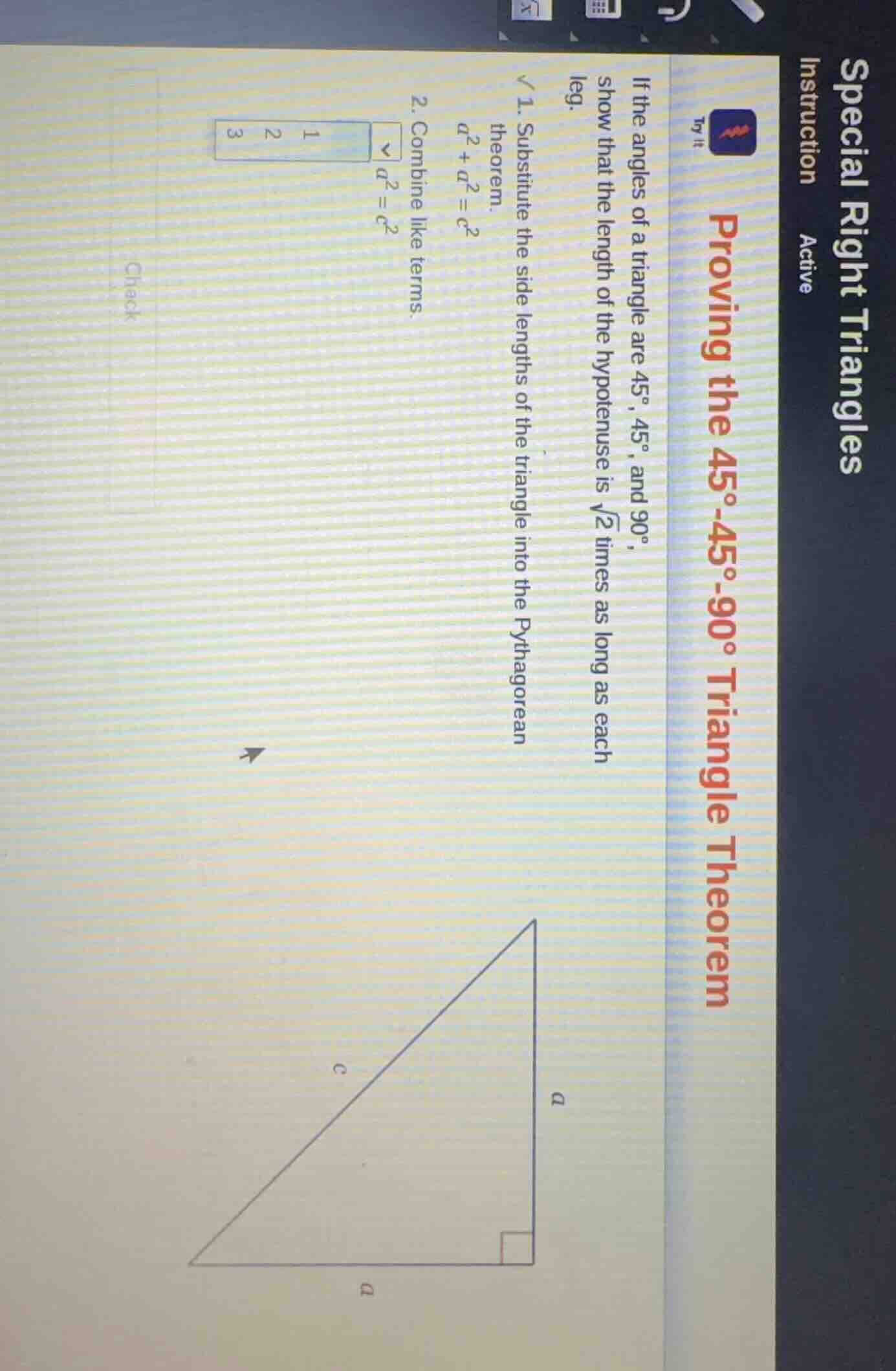 special right triangles instruction active proving the 45°-45°-90° tria…