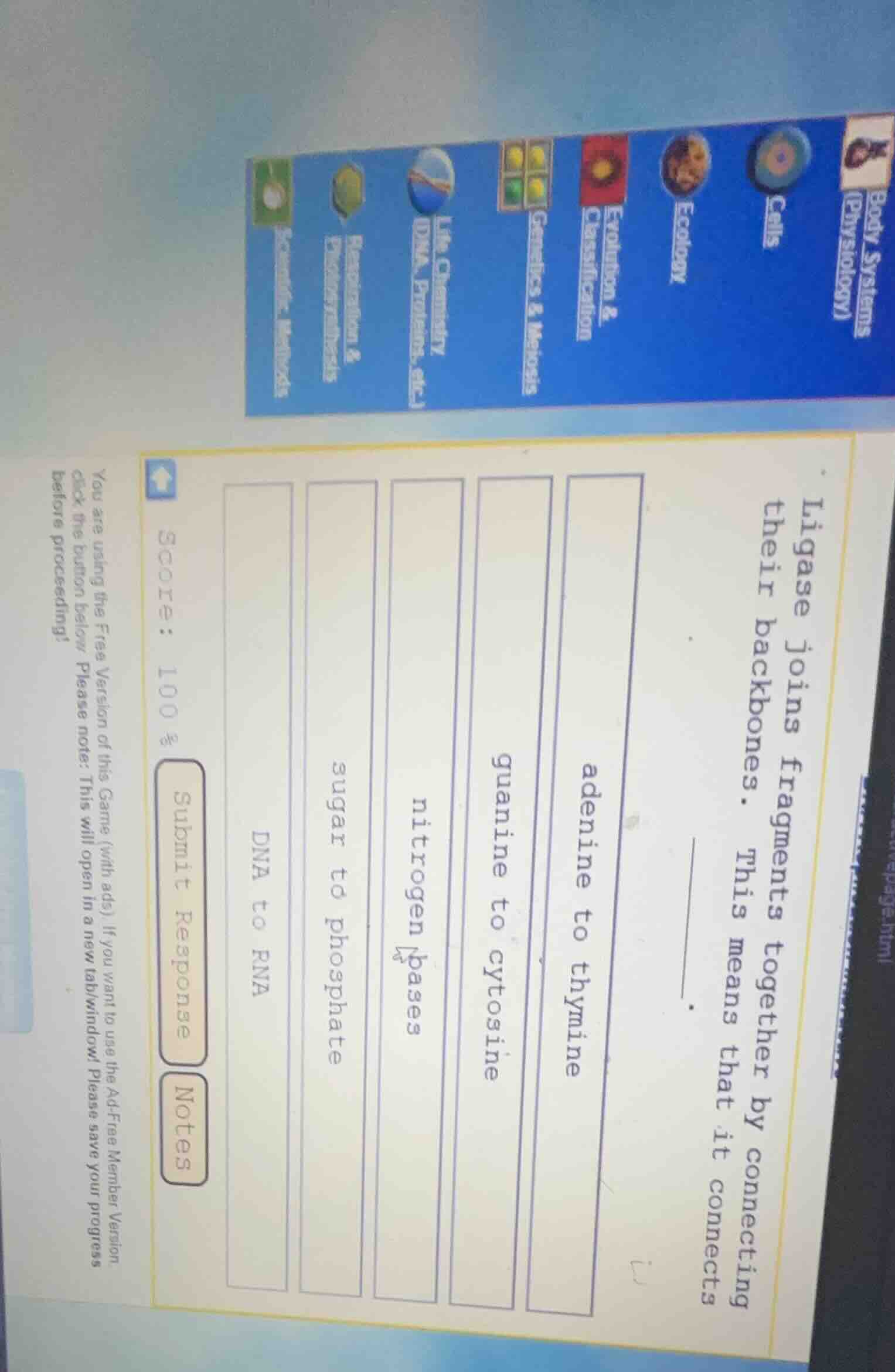 ligase joins fragments together by connecting their backbones. this mea…