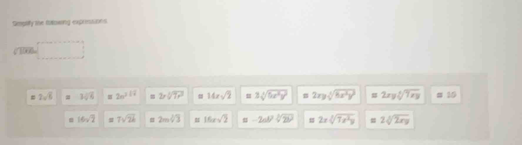 simplify the following expressions