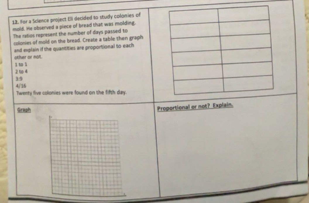12. for a science project eli decided to study colonies of mold. he obs…