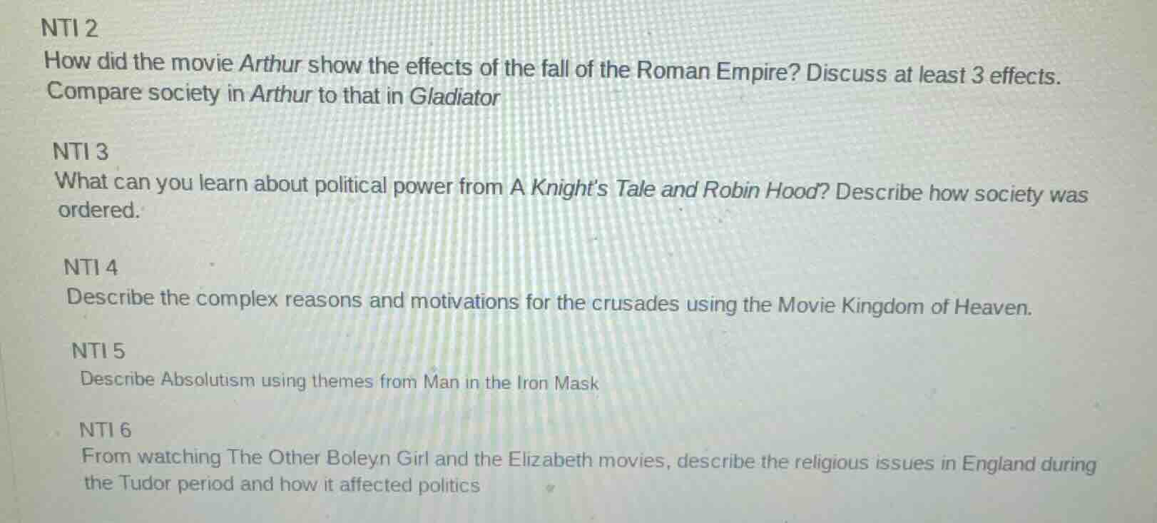 nti 2 how did the movie arthur show the effects of the fall of the roma…