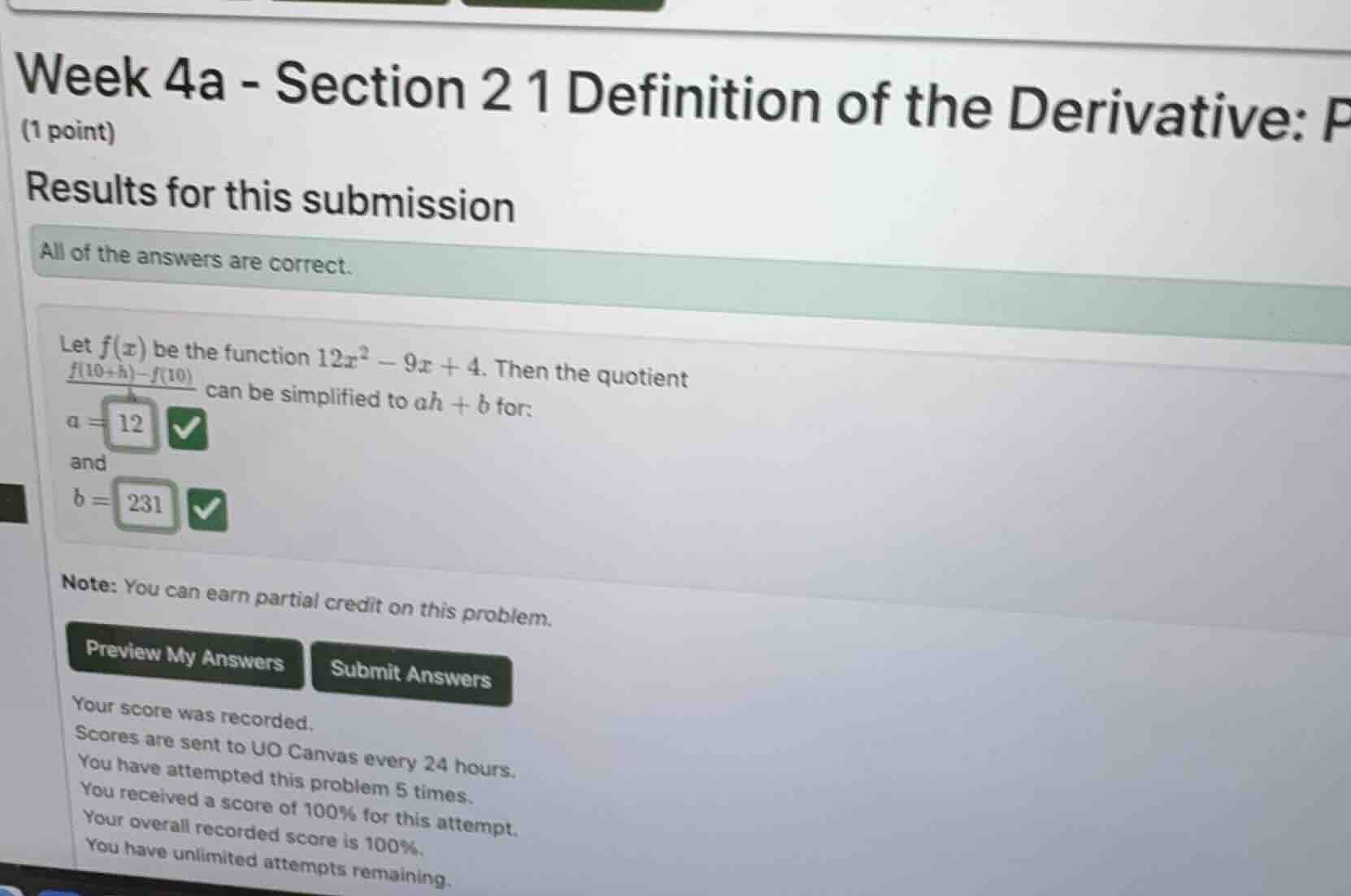 week 4a - section 2 1 definition of the derivative: p (1 point) results…