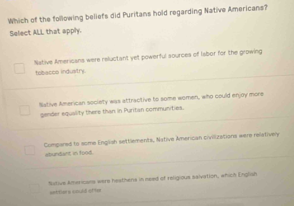 which of the following beliefs did puritans hold regarding native ameri…