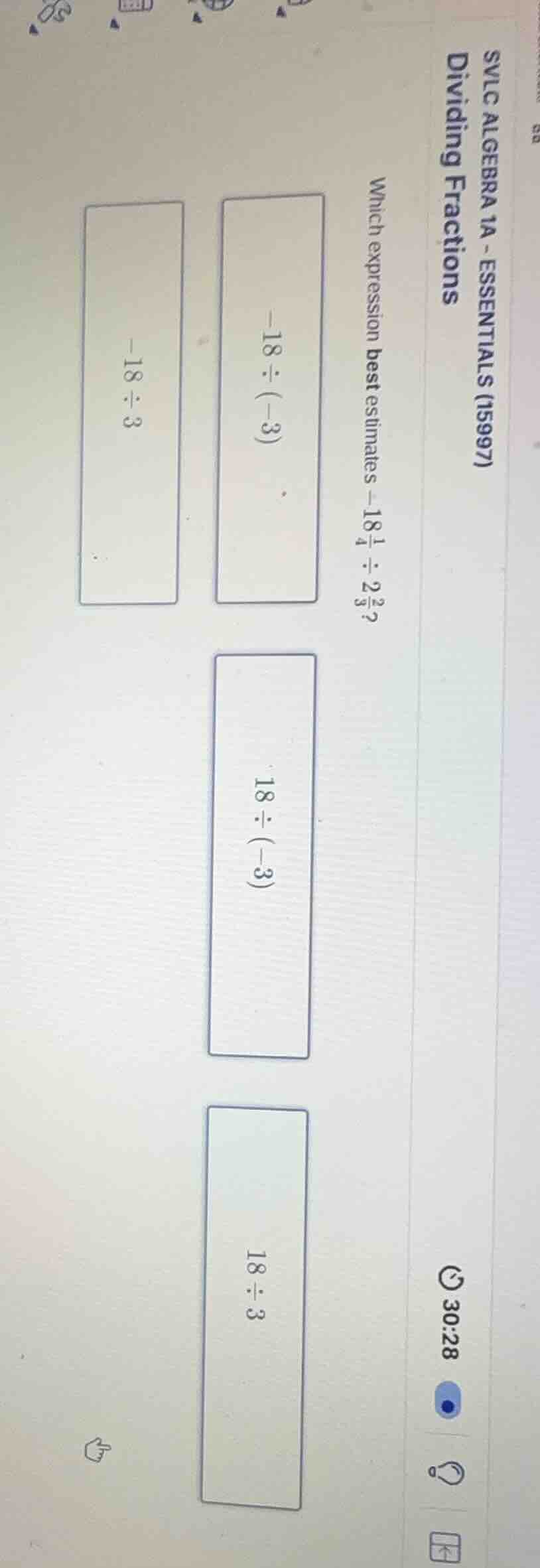 svlc algebra 1a - essentials (15997) dividing fractions which expressio…