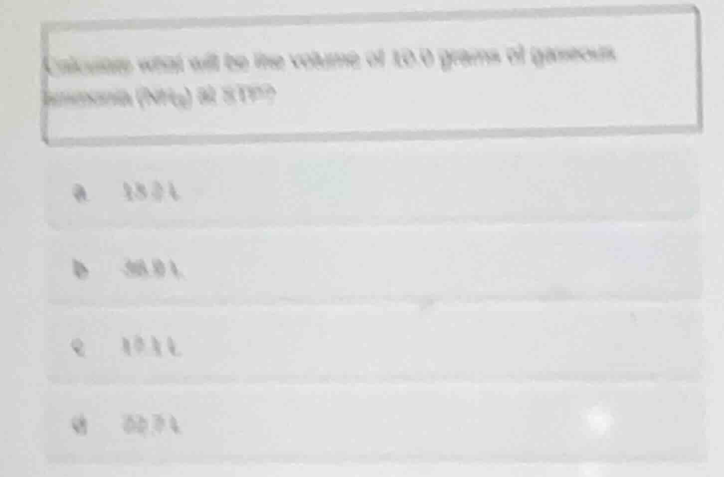 calculate what will be the volume of 17.0 grams of ammonia (nh₃) at stp?