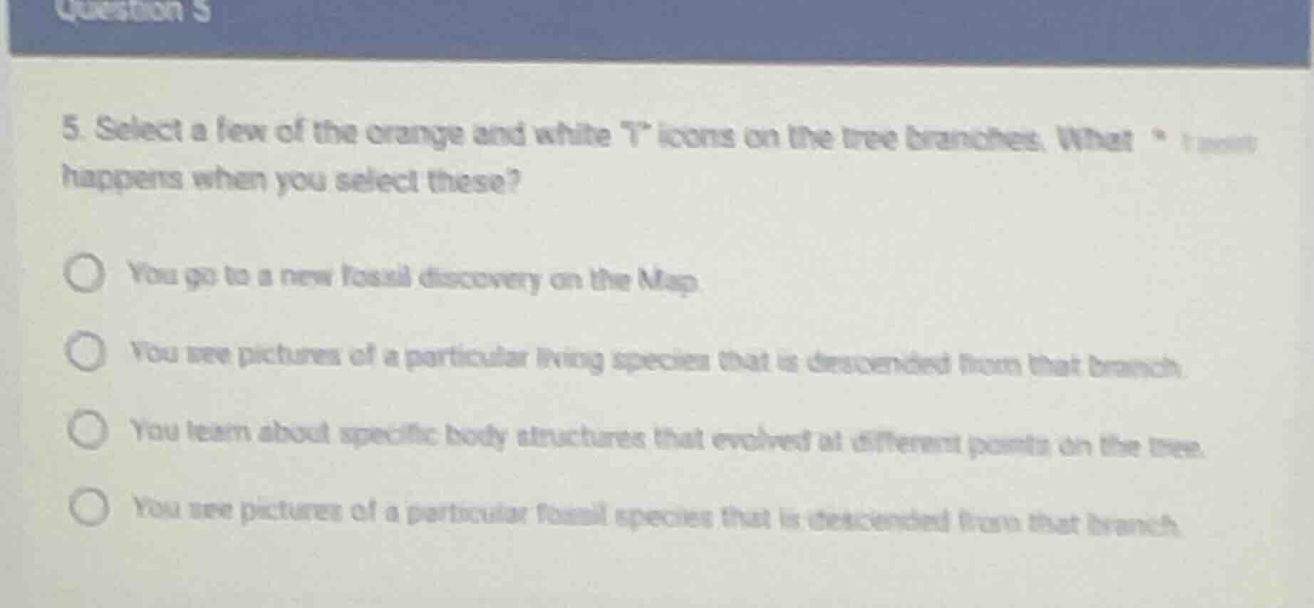 5. select a few of the orange and white t icons on the tree branches. w…