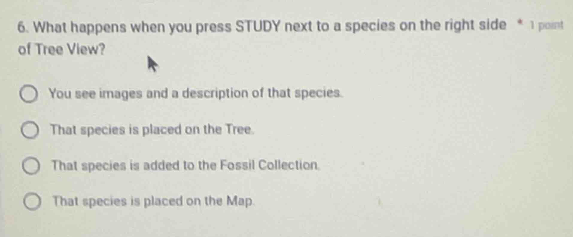 6. what happens when you press study next to a species on the right sid…