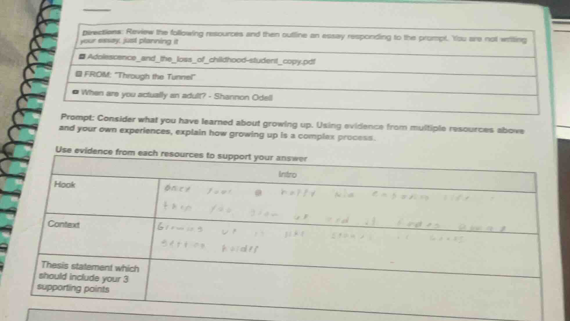directions: review the following resources and then outline an essay re…