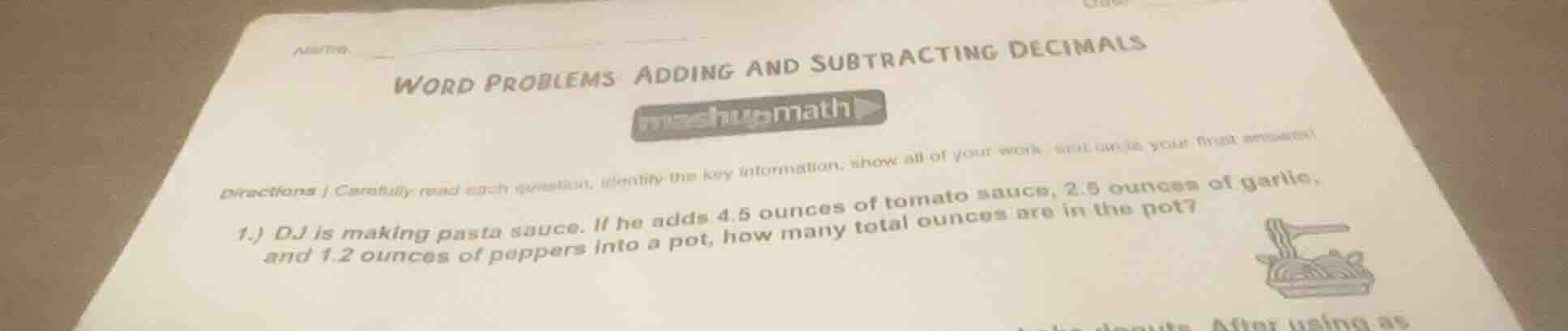 word problems adding and subtracting decimals directions | carefully re…