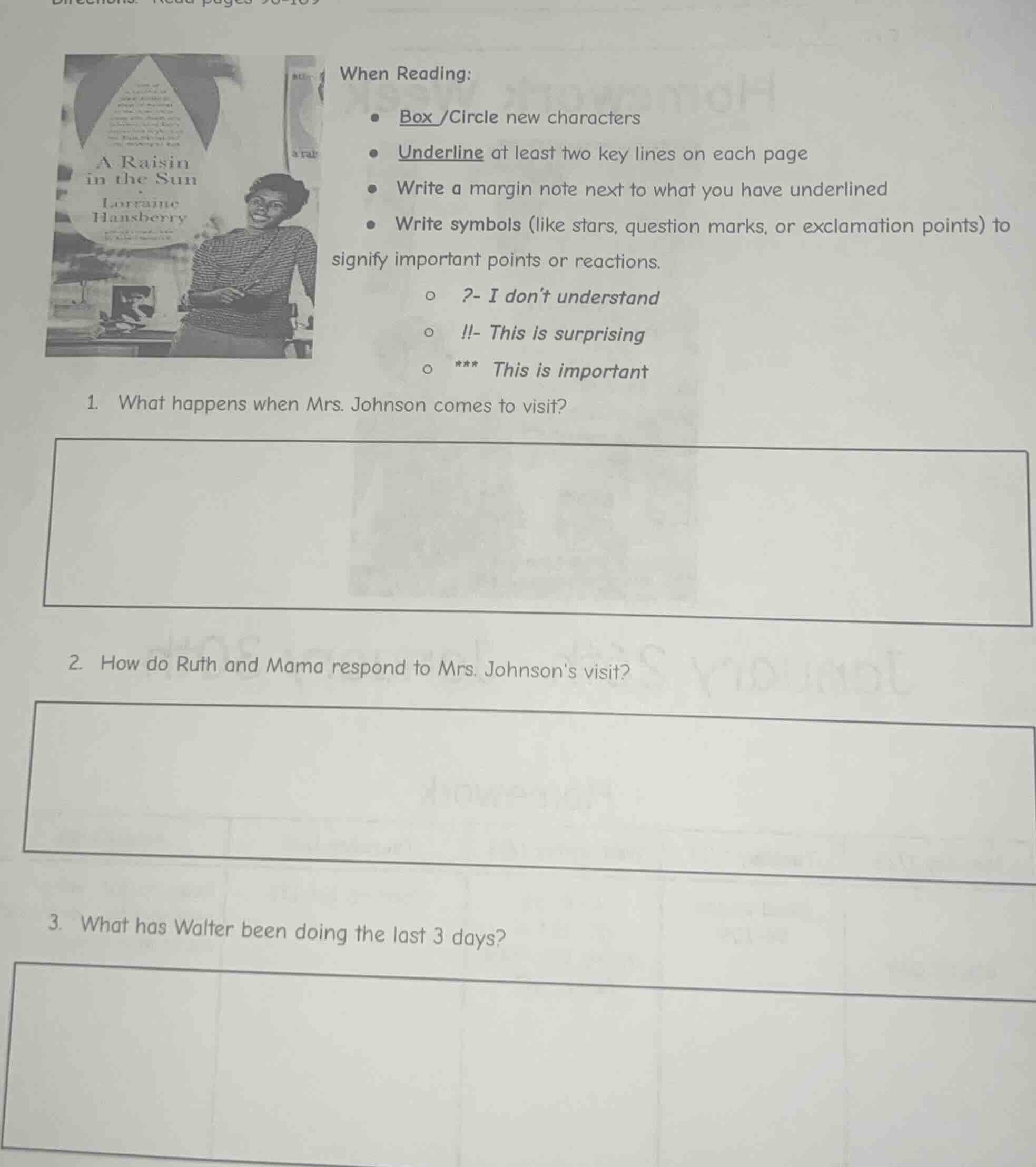 when reading: - box /circle new characters - underline at least two key…