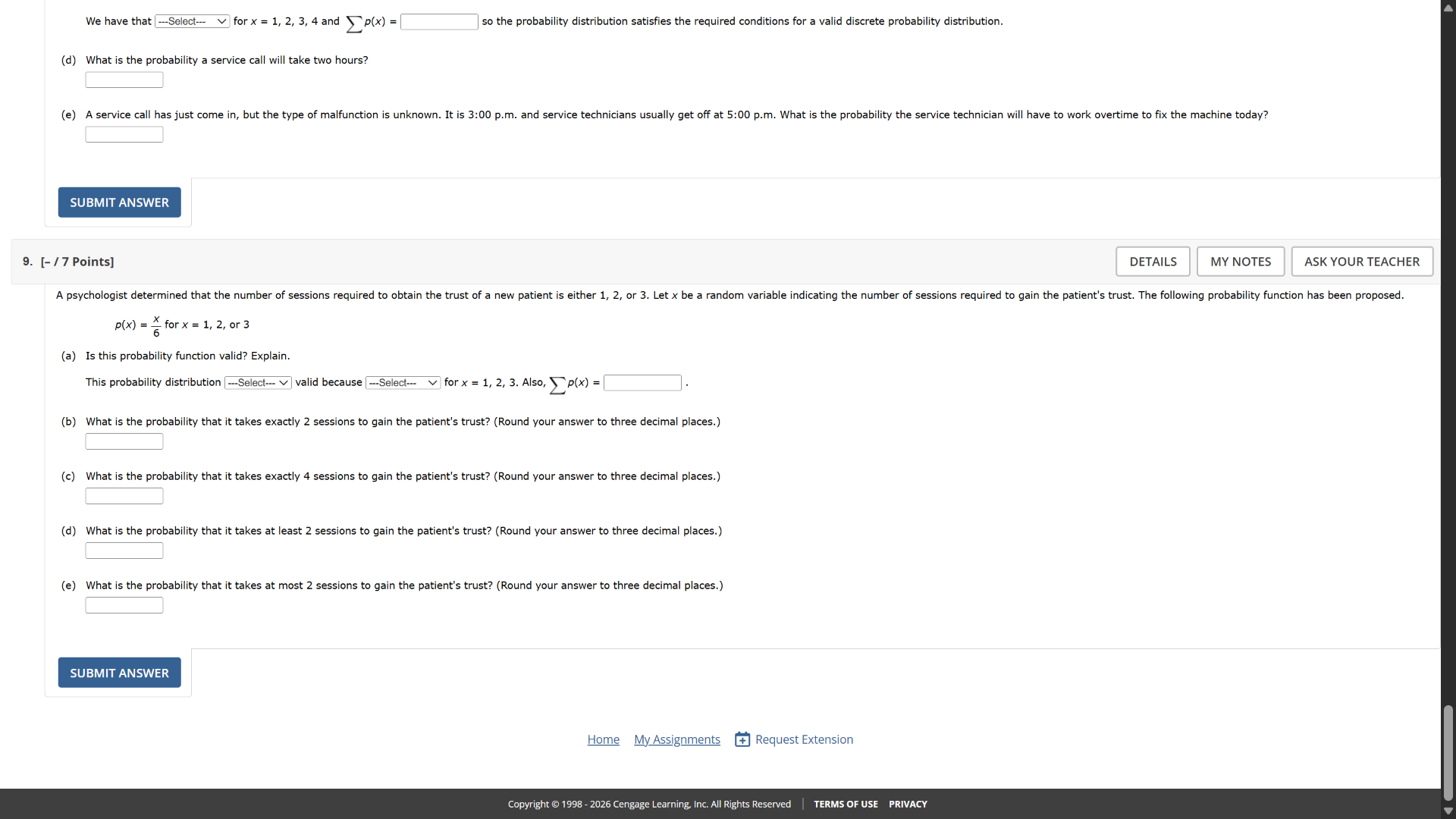 we have that ---select--- for ( x = 1, 2, 3, 4 ) and ( sum p(x) = ) so …