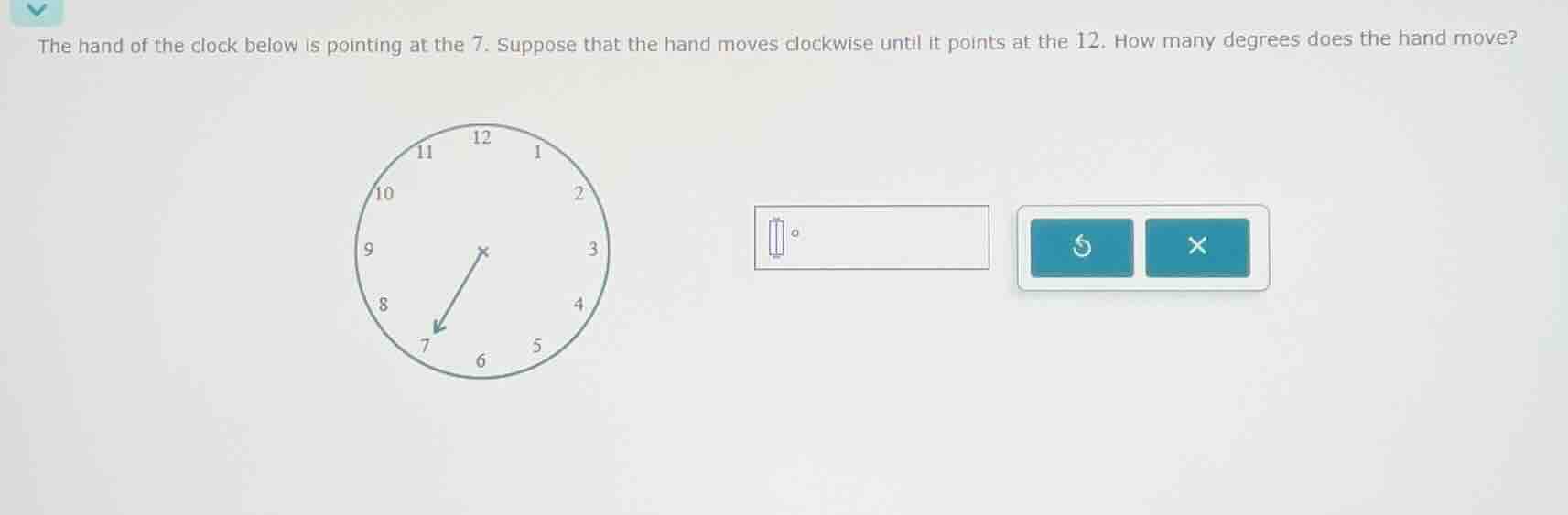 the hand of the clock below is pointing at the 7. suppose that the hand…