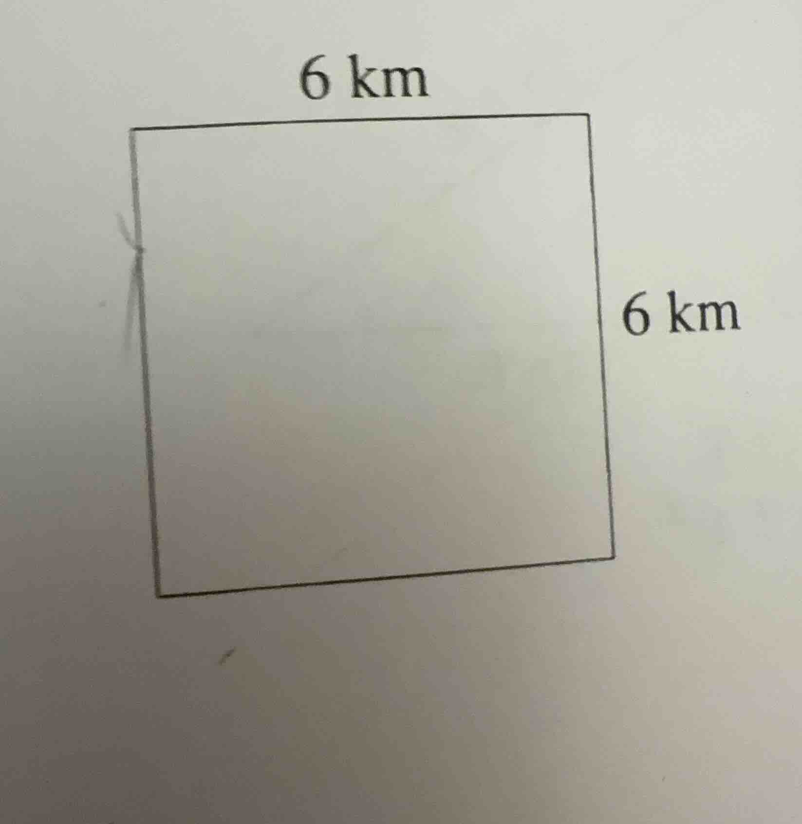 6 km (with a square figure having side length 6 km)