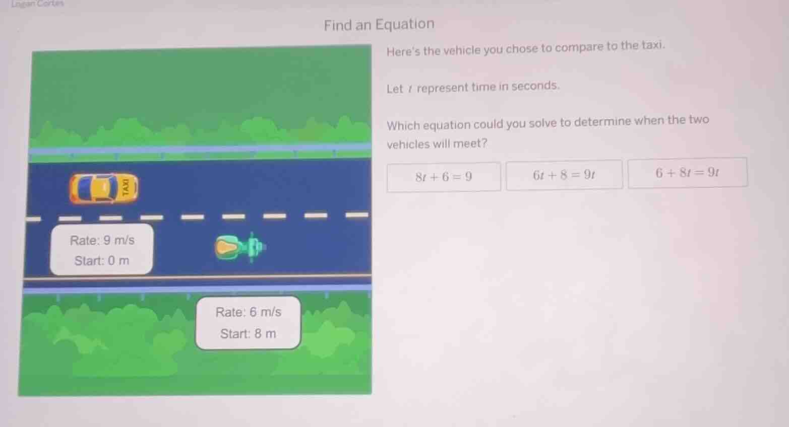 find an equation here’s the vehicle you chose to compare to the taxi. l…