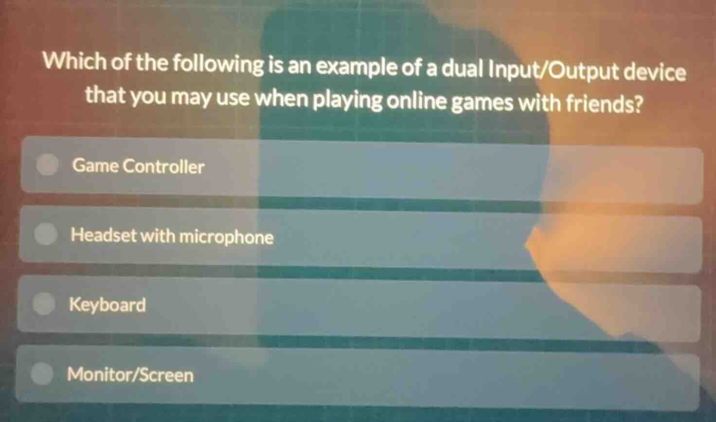 which of the following is an example of a dual input/output device that…