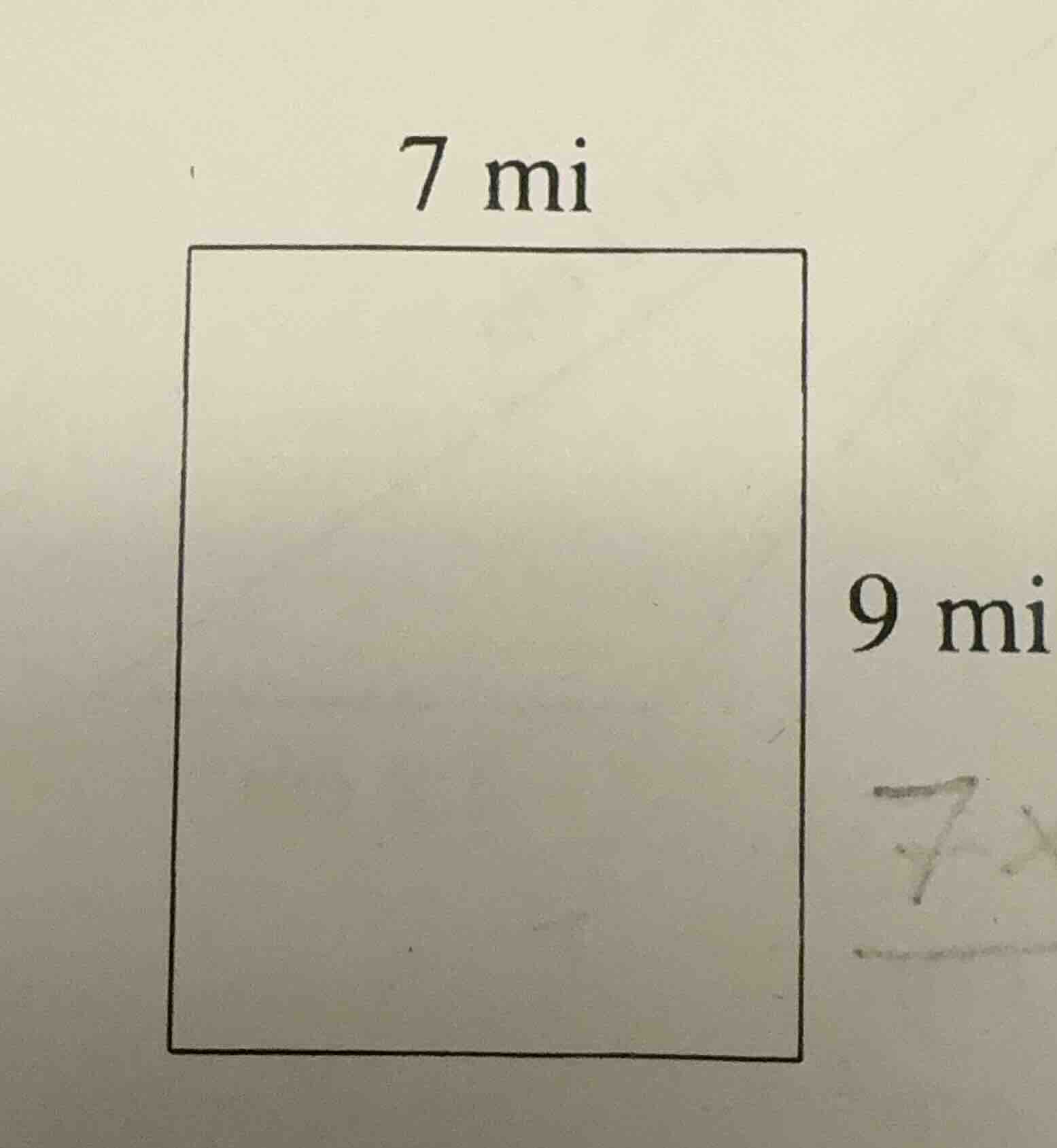7 mi, 9 mi (with a rectangle diagram)