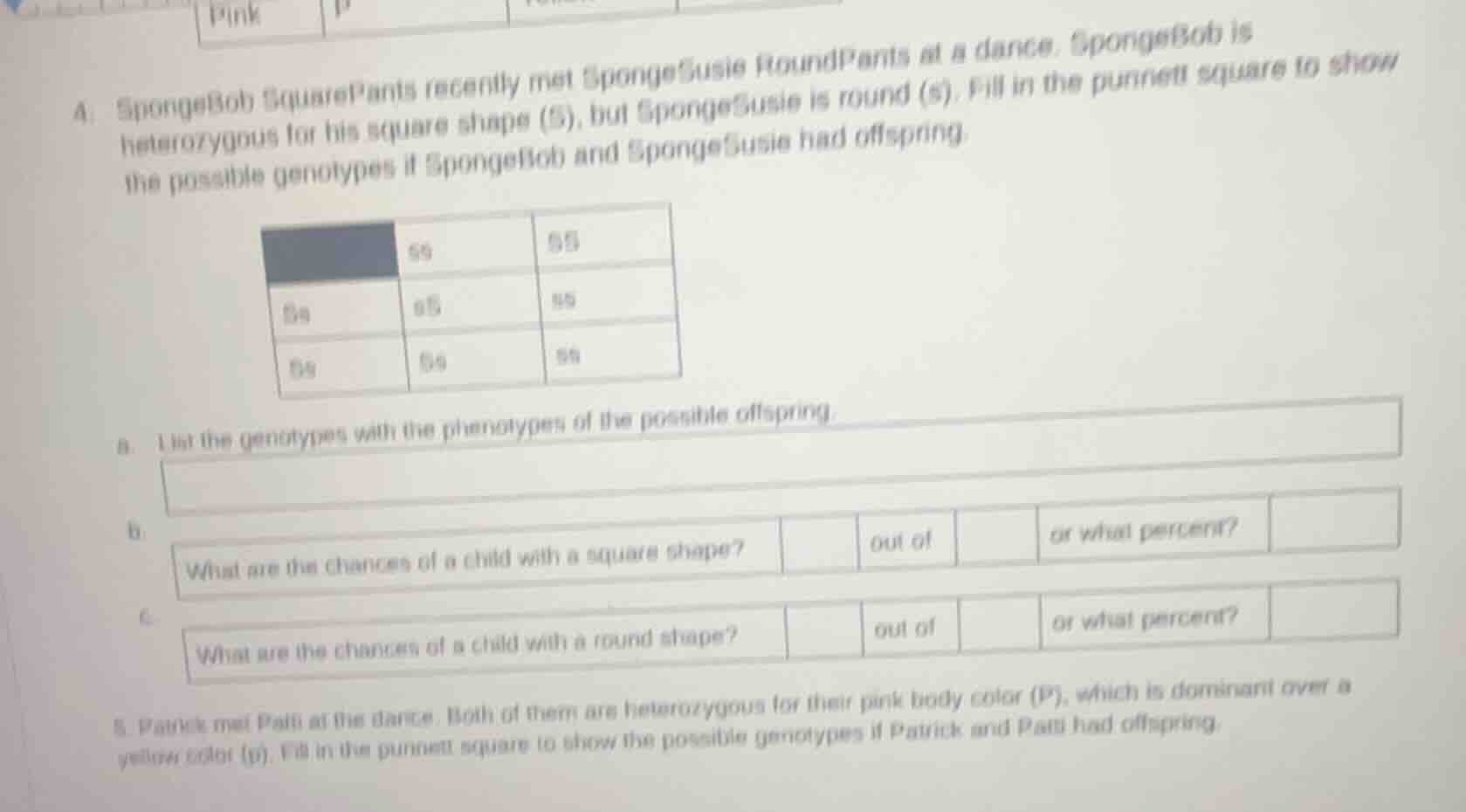 a. spongebob squarepants recently met spongesusie roundpants at a dance…