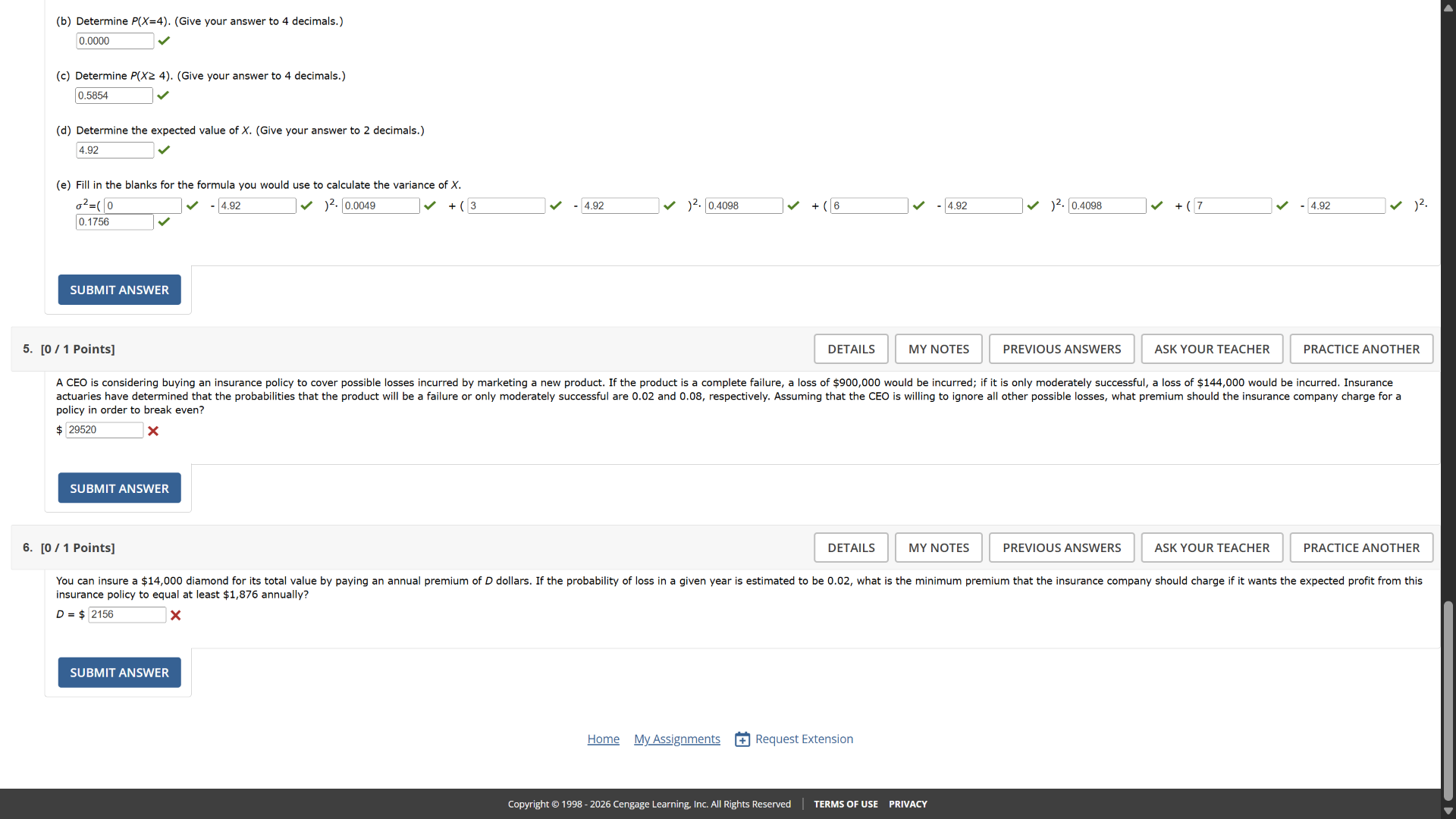 (b) determine ( p(x = 4) ). (give your answer to 4 decimals.) (c) deter…