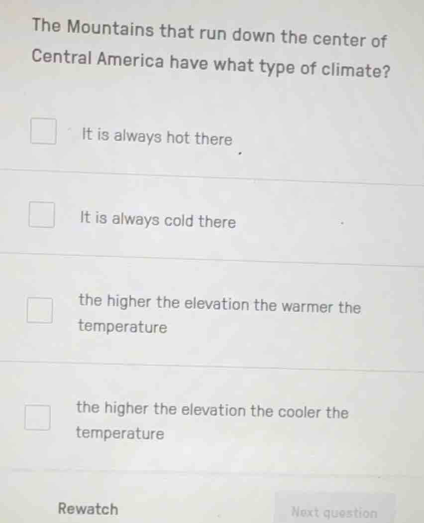 the mountains that run down the center of central america have what typ…