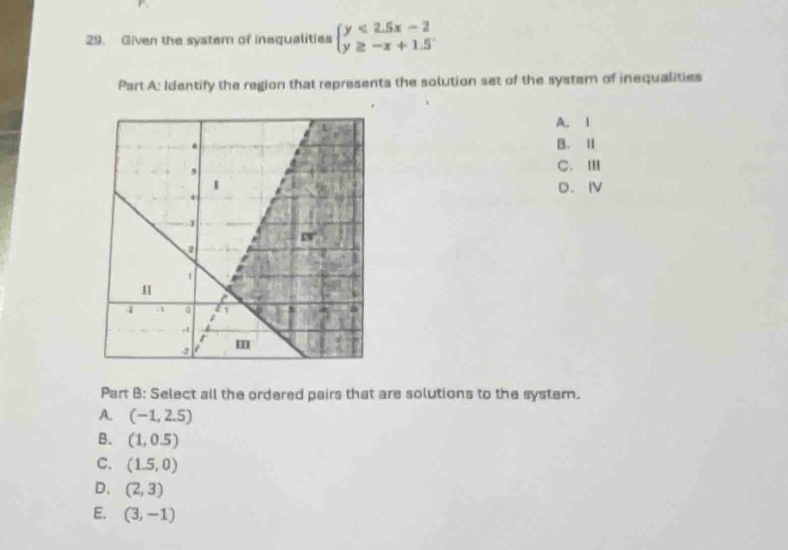 29. given the system of inequalities \\(\\begin{cases} y < 2.5x - 2 \\\…