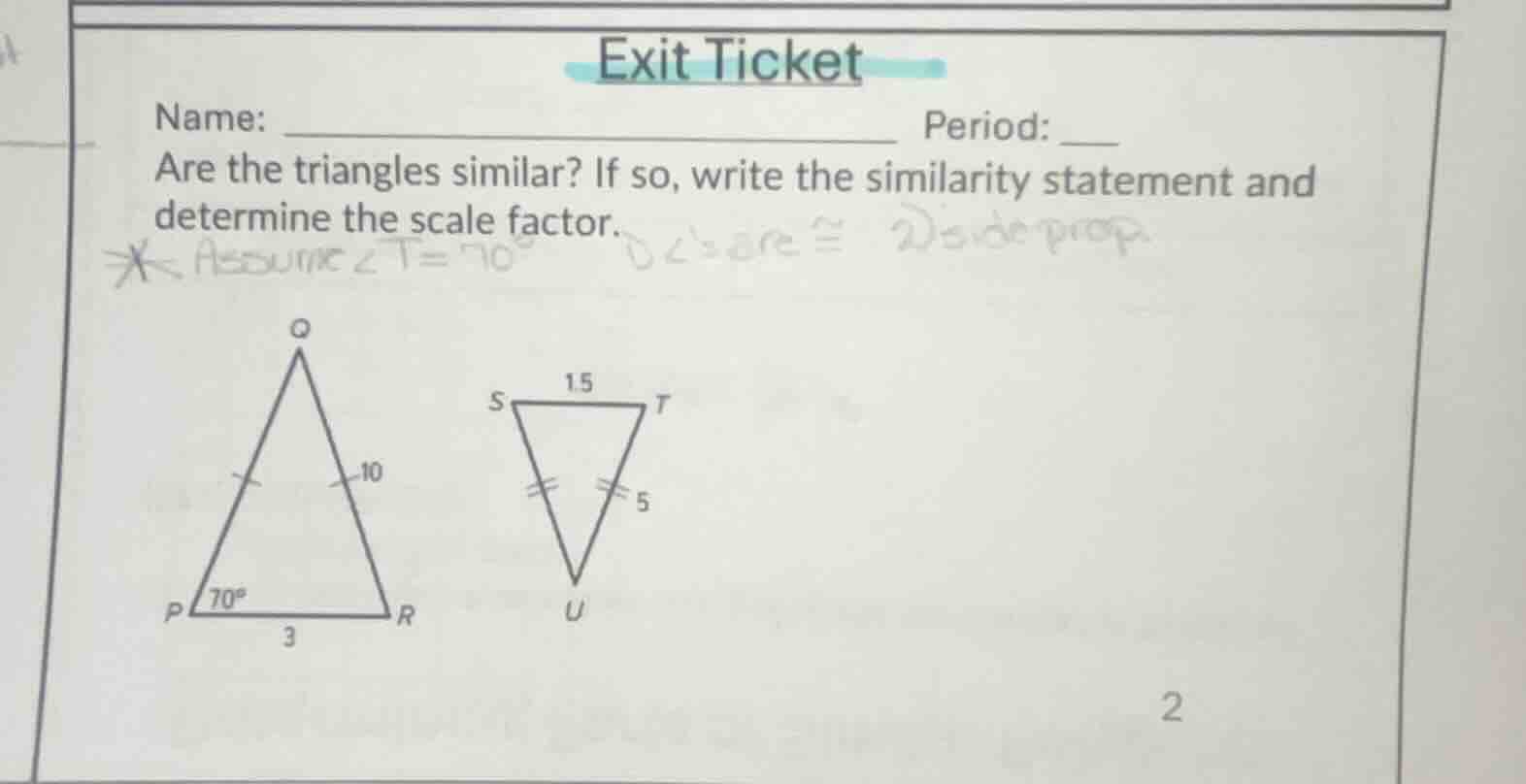 exit ticket name: ___________________________ period: ___ are the trian…