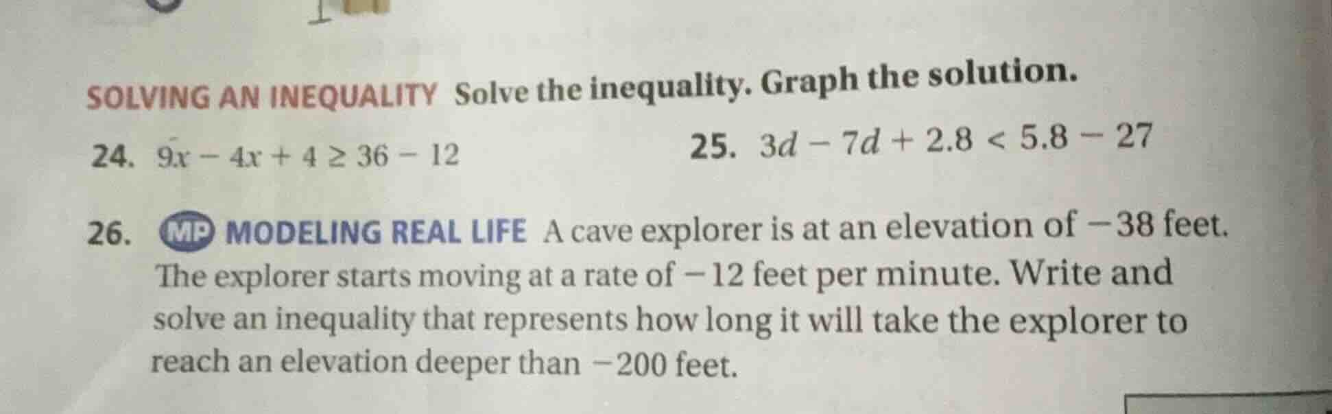 solving an inequality solve the inequality. graph the solution. 24. $9x…