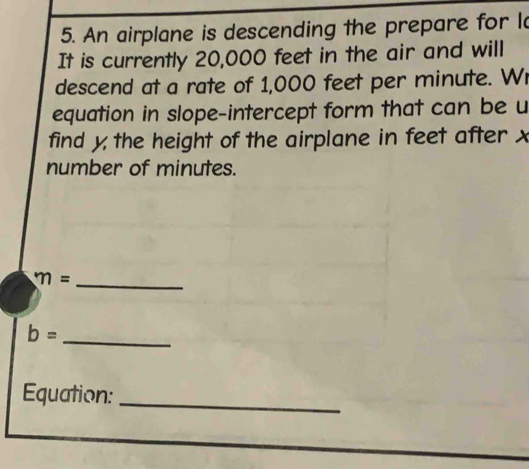 5. an airplane is descending the prepare for l it is currently 20,000 f…