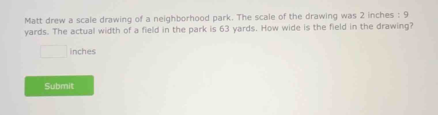 matt drew a scale drawing of a neighborhood park. the scale of the draw…