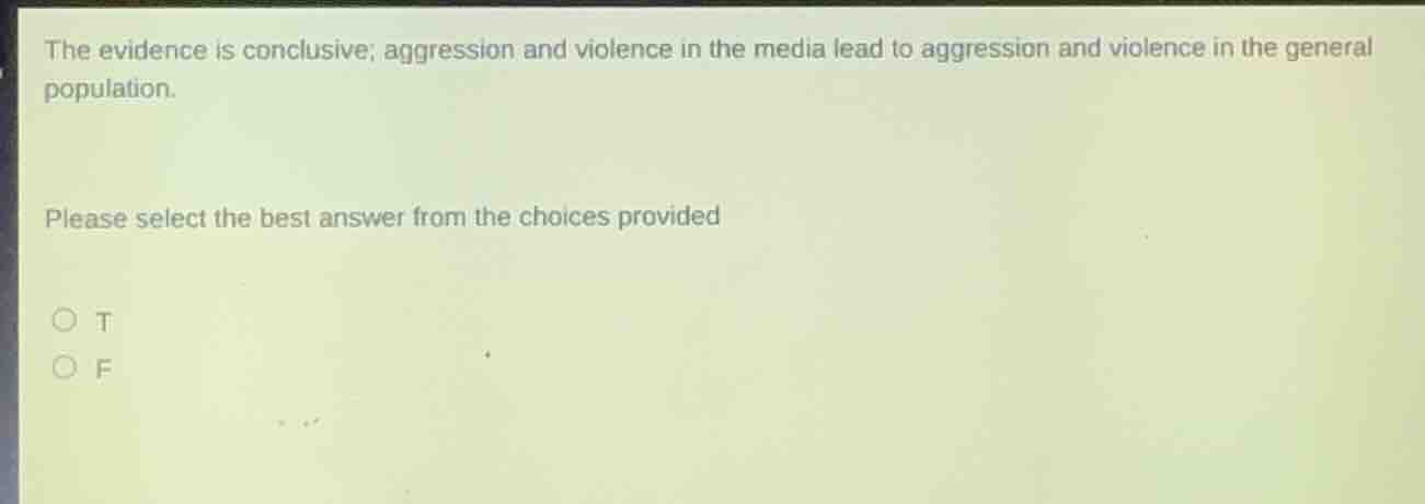 the evidence is conclusive; aggression and violence in the media lead t…