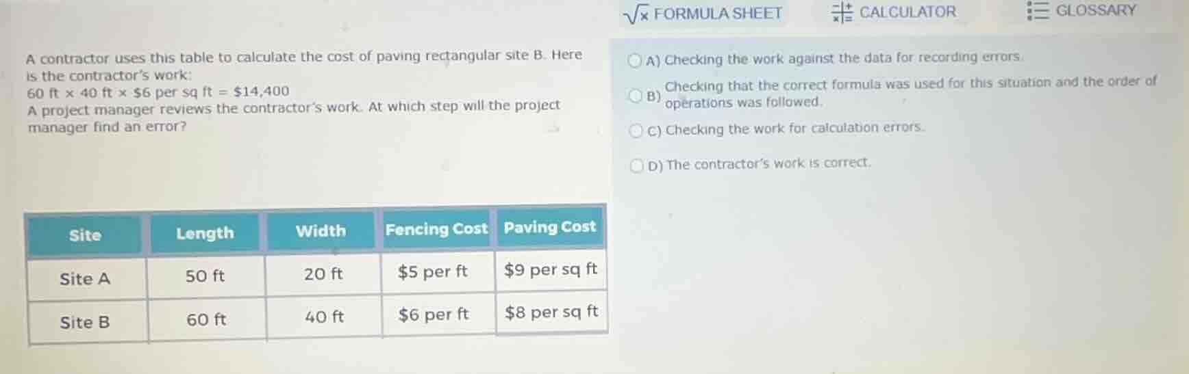 a contractor uses this table to calculate the cost of paving rectangula…