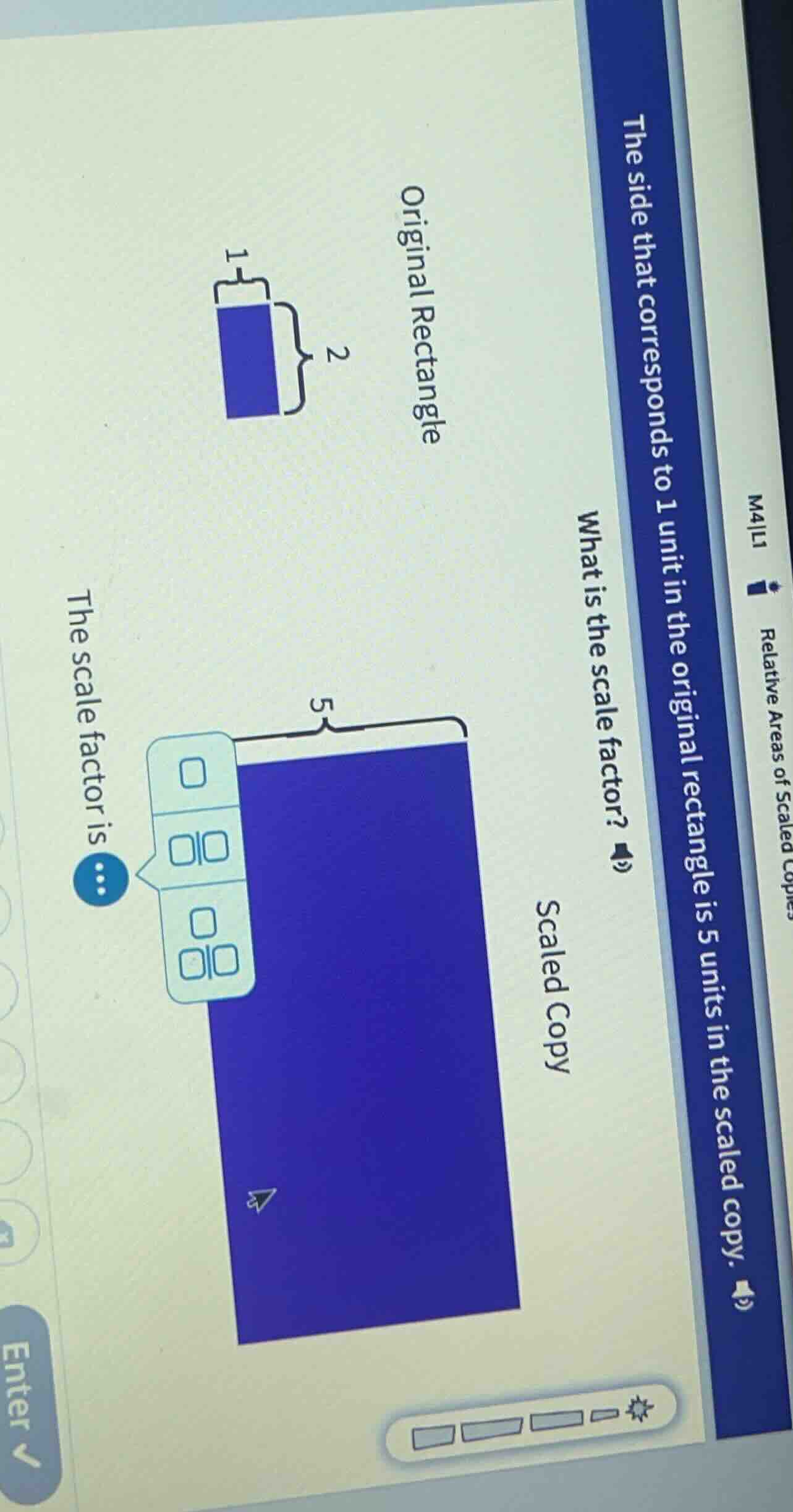 original rectangle the side that corresponds to 1 unit in the original …