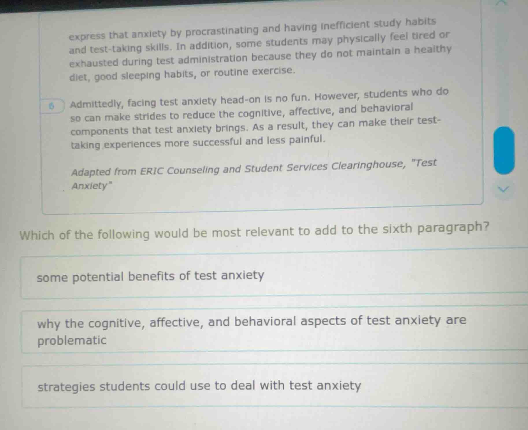 express that anxiety by procrastinating and having inefficient study ha…