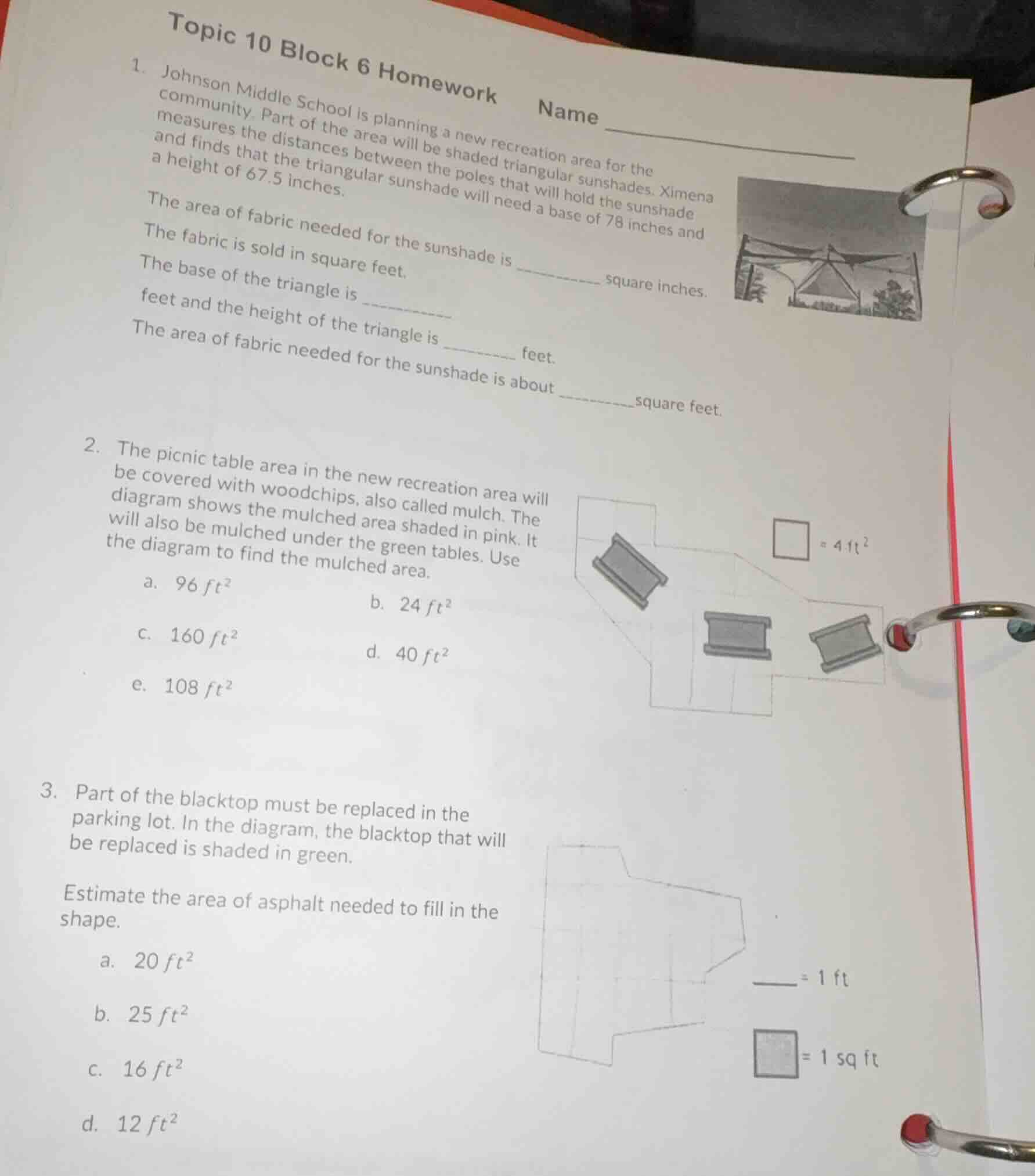 topic 10 block 6 homework name 1. johnson middle school is planning a n…