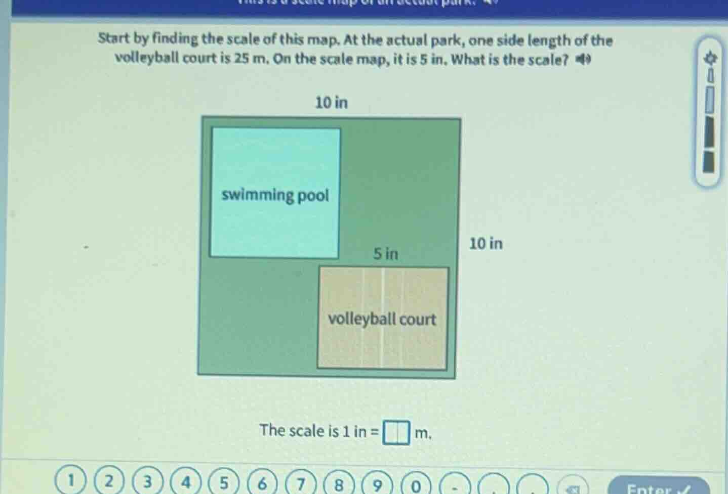 start by finding the scale of this map. at the actual park, one side le…