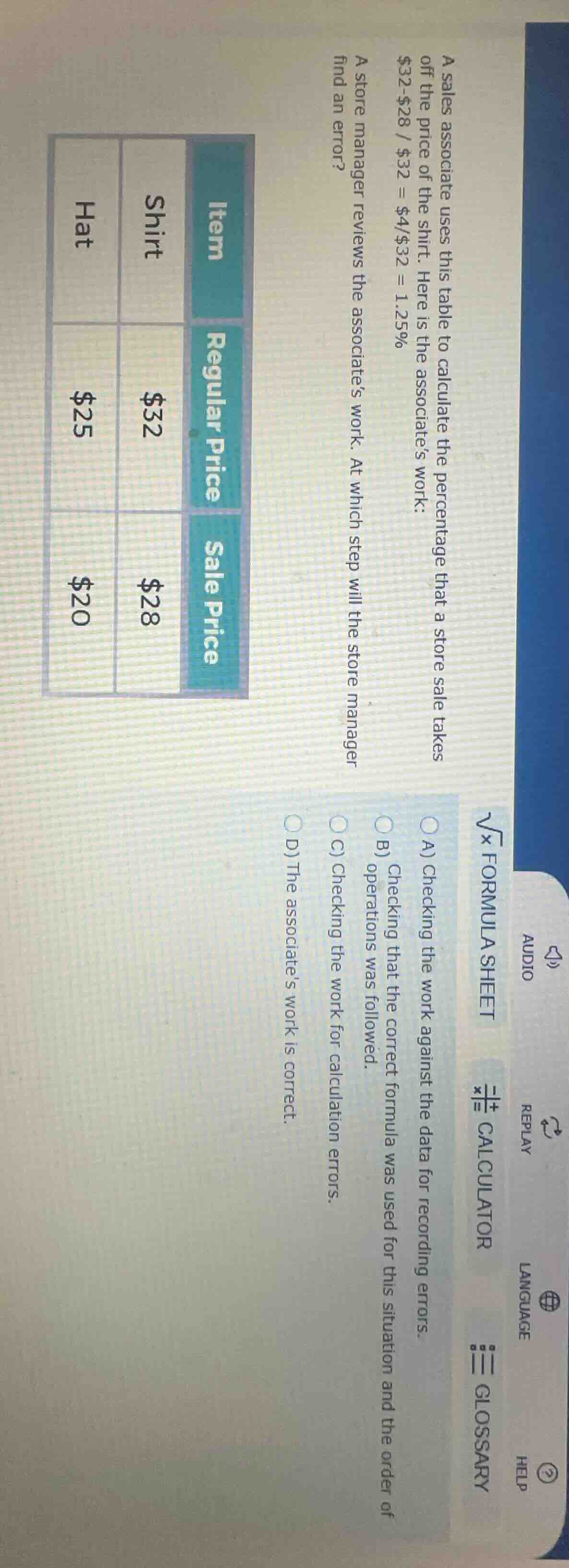 a sales associate uses this table to calculate the percentage that a st…