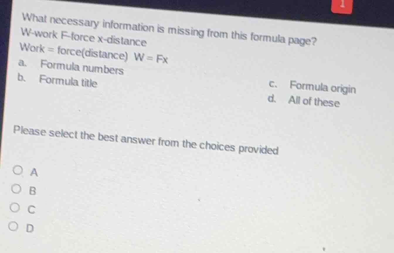 what necessary information is missing from this formula page? w-work f-…