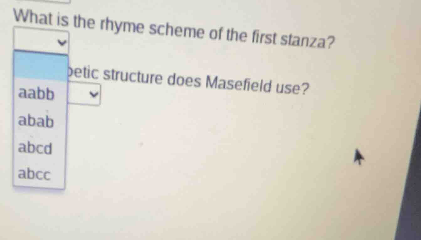 what is the rhyme scheme of the first stanza?\ poetic structure does ma…