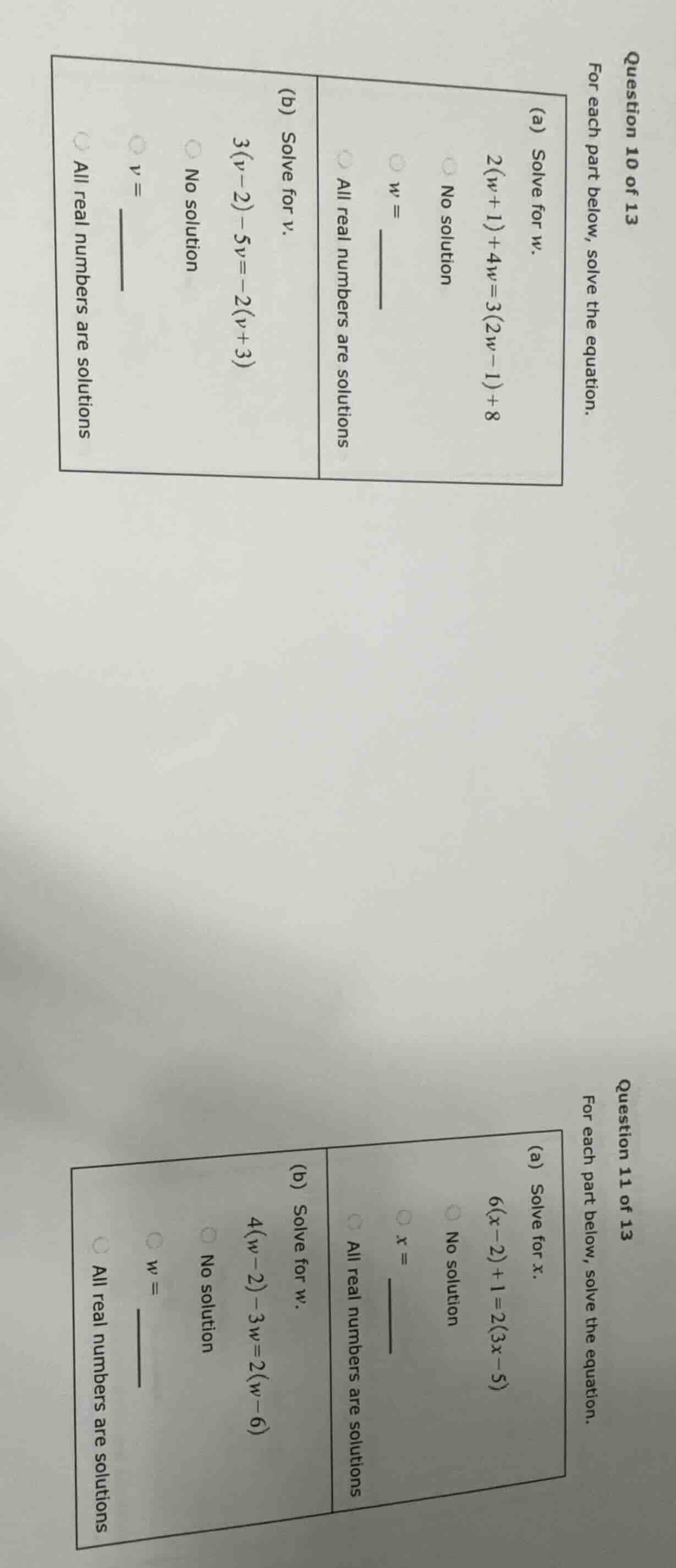 question 10 of 13 for each part below, solve the equation. (a) solve fo…
