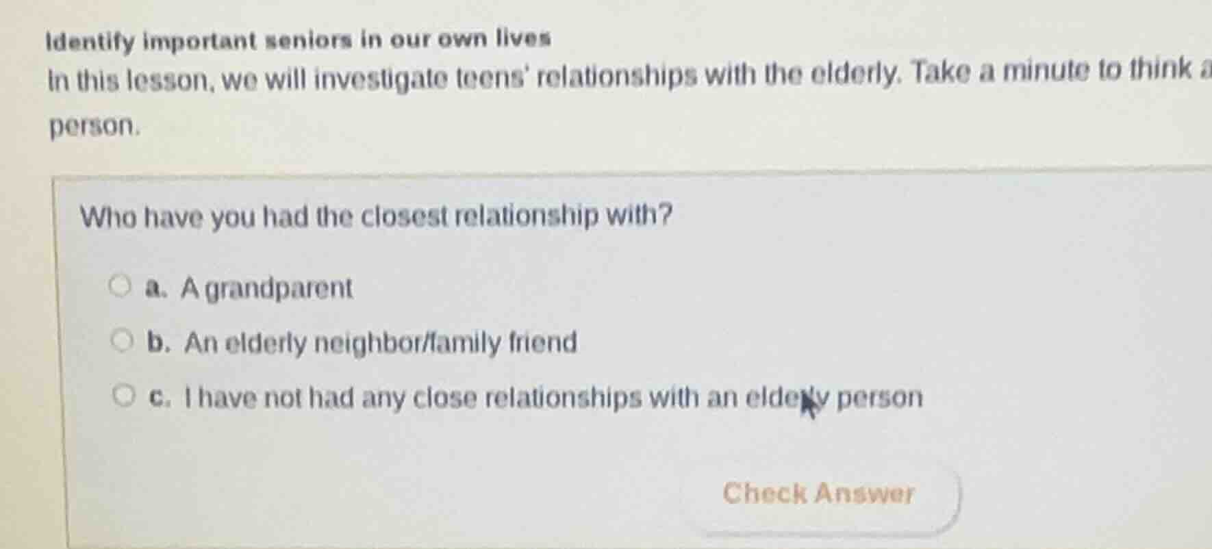 identify important seniors in our own lives in this lesson, we will inv…