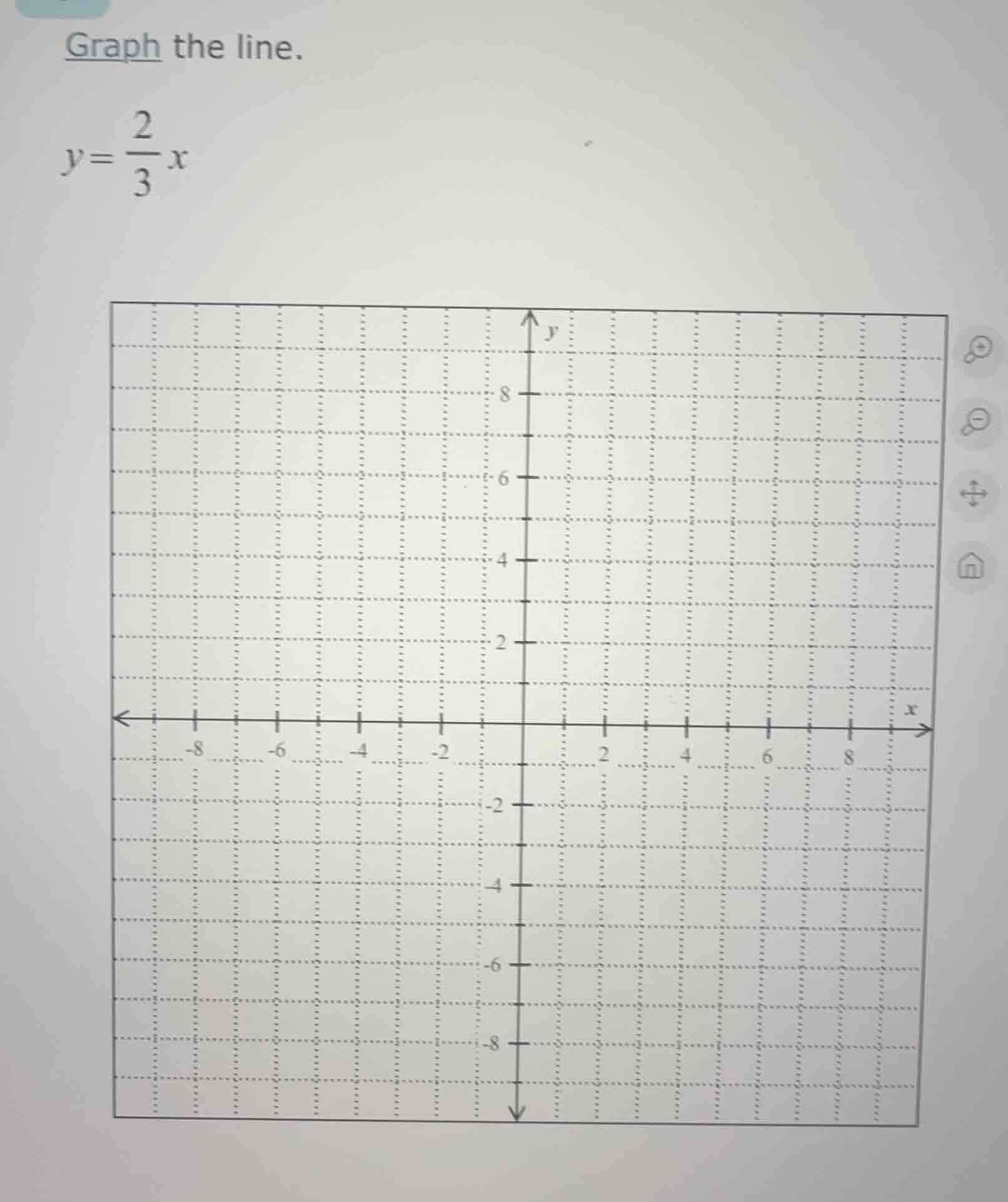 graph the line. $y = \\frac{2}{3}x$
