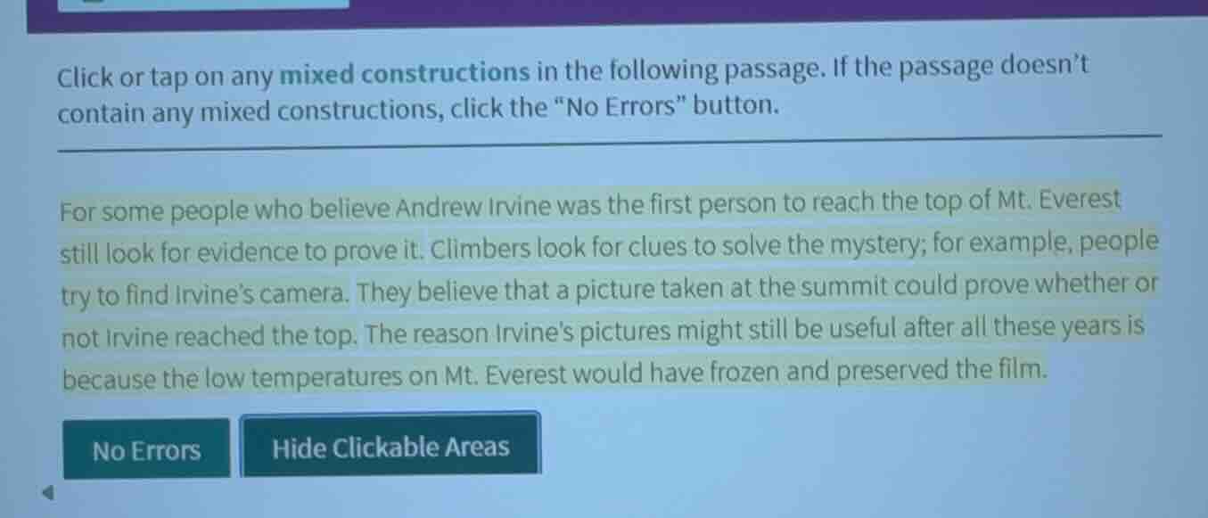 click or tap on any mixed constructions in the following passage. if th…
