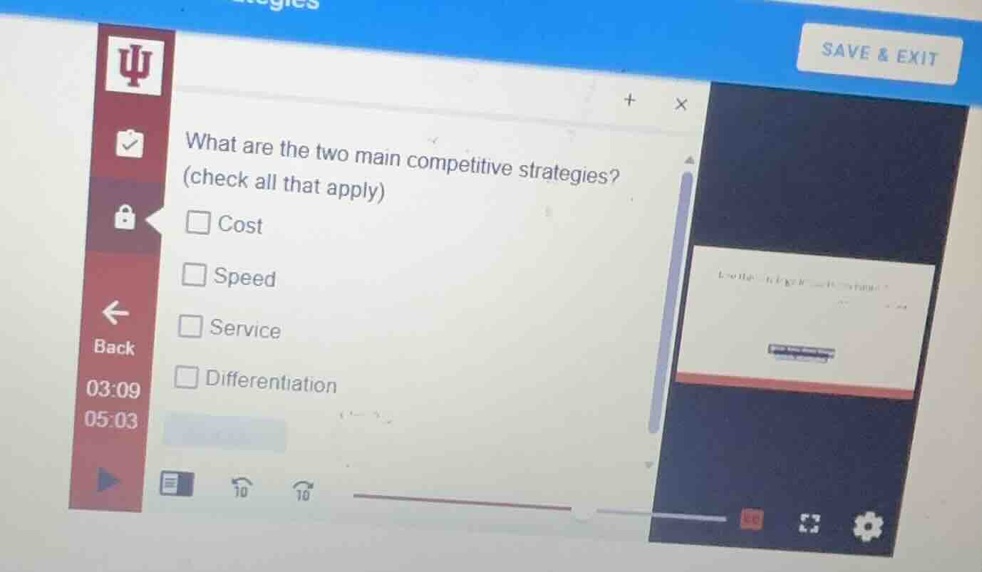 what are the two main competitive strategies? (check all that apply) co…