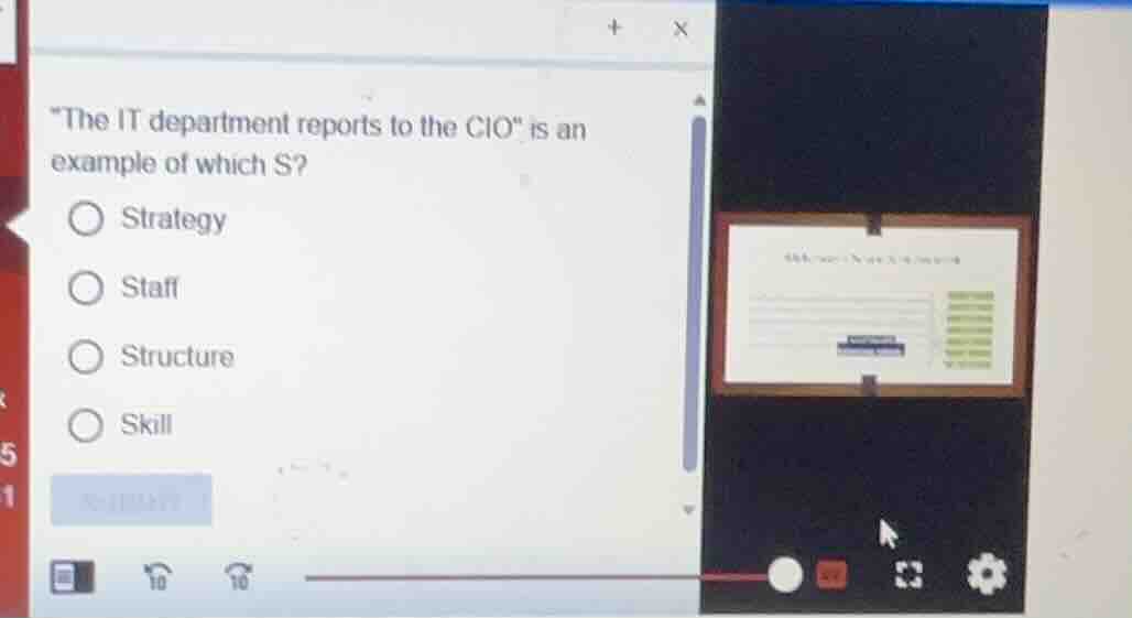 \the it department reports to the cio\ is an example of which s? strate…