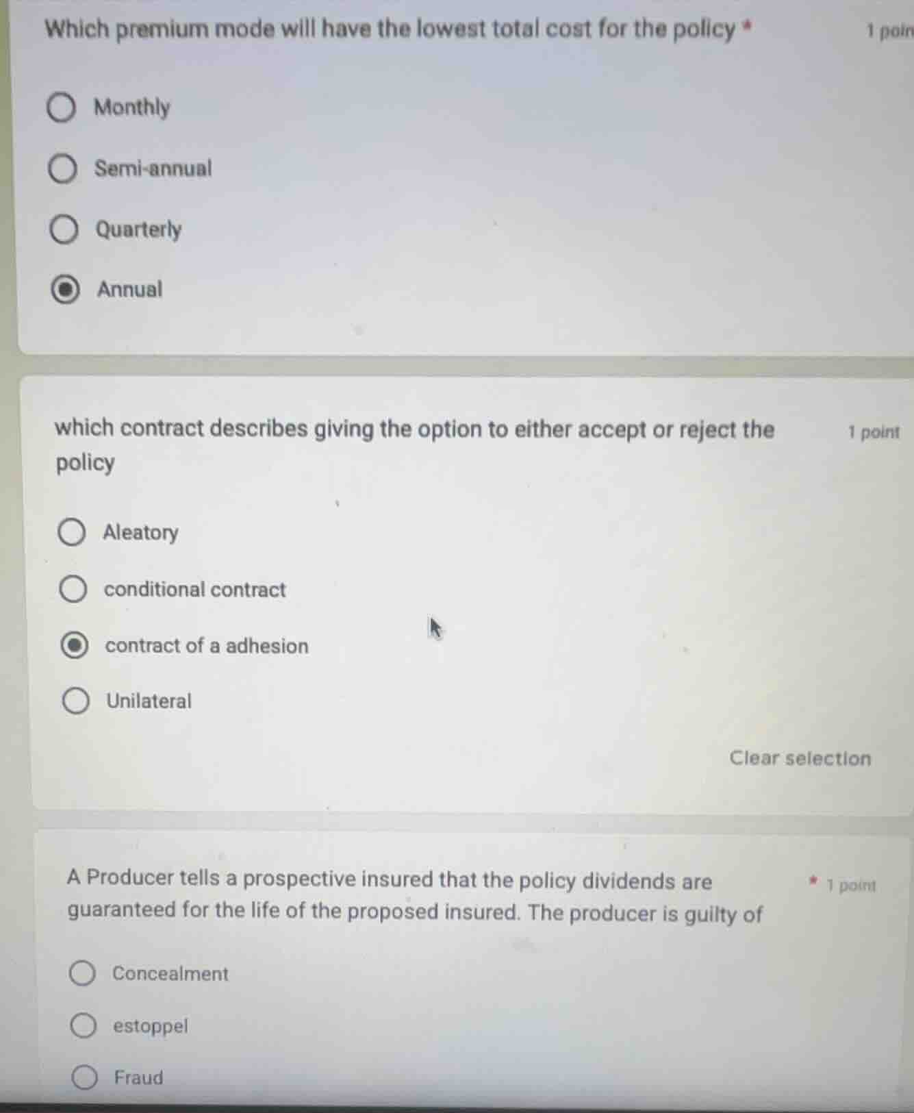which premium mode will have the lowest total cost for the policy * mon…