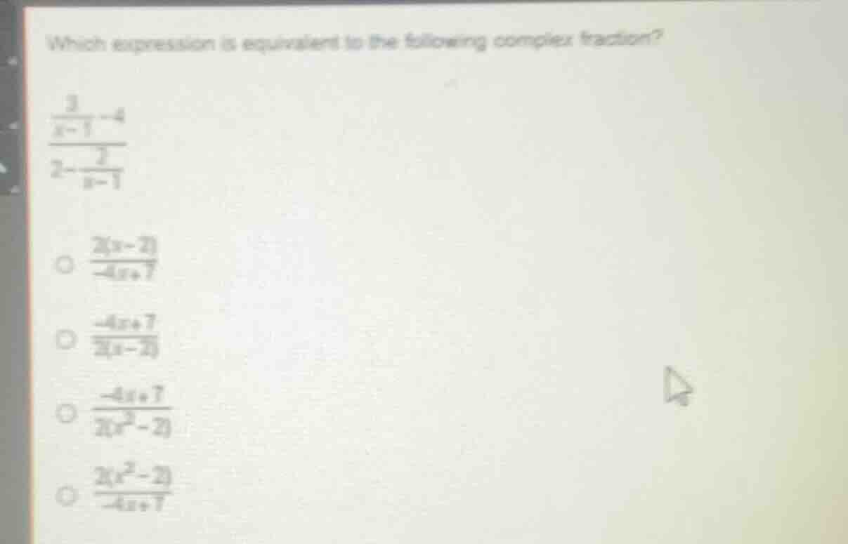 which expression is equivalent to the following complex fraction?\\(\fr…